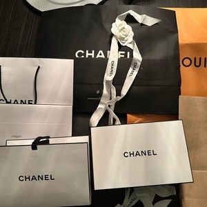 Louis Vuttion, Christian Louboutin & Chanel Shopping bags and boxes